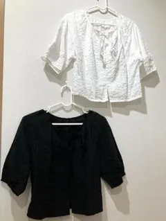 （美品）GUトップス黒、白　色違い2枚セットショート丈レディース