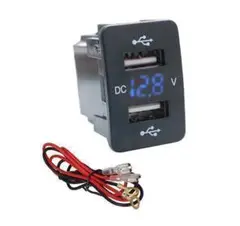 ホンダ スイッチホール Bタイプ用 USBポート2個&電圧計 青イルミ