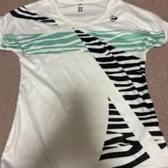 ダンロップ　ホワイト ブラック ストライプ Tシャツ M