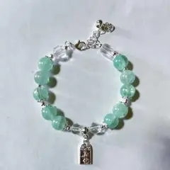 天然石×クリスタルガラス ブレスレット ミントグリーン
