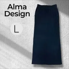 Alma Design ウエストゴム　リブニット　スリットロングスカート