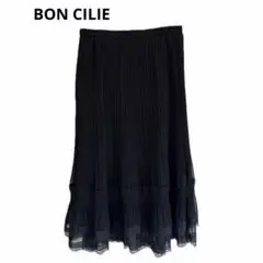 ボンシリエ　bon cilie ブラック　プリーツスカート　　　9号　フリル