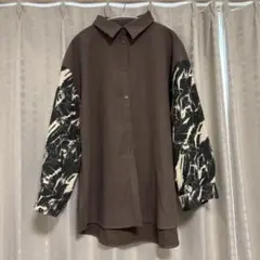リミレス ブラウン長袖シャツパンツセットアップ Fサイズ