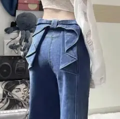 バックリボンデニムパンツ S