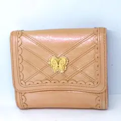 【正規品】アナスイ ANNA SUI 折財布 エナメルレザー ベージュ 蝶