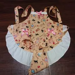 猫柄 フリル リボン エプロン 三角巾 セット キッズ 子ども用 120