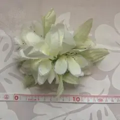 フラダンス　ホワイト・グリーン ヘアクリップ
