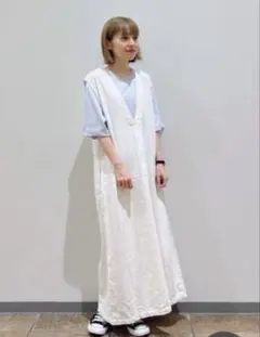 新品　スタディオクリップ コットンリネンワンピース ホワイト　PF