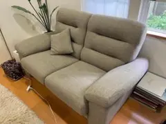 【美品】ニトリ　オットマン付き　2人掛け布張りソファ
