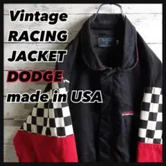【超希少!!】ダッジ アメリカ製 レーシングブルゾン チェッカー袖 90s