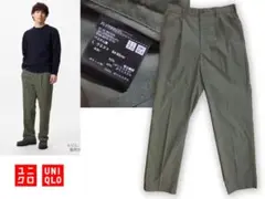美品 ユニクロ タックワイドパンツライト オリーブ L