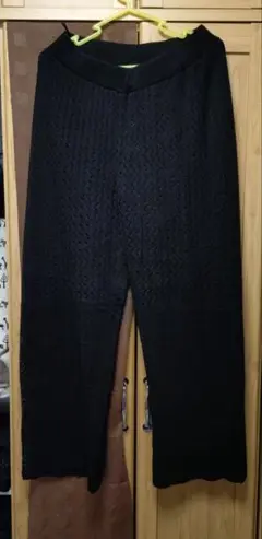 透かしレース編みワイドパンツ