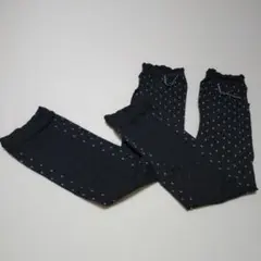 ドット柄 フリル付きアームカバー 黒