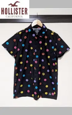 【Hollister】半袖シャツ/総柄/スマイル/マルチカラー/ロゴ/新品