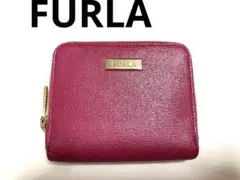 美品 FURLA ラウンドファスナー二つ折り財布 フルラ