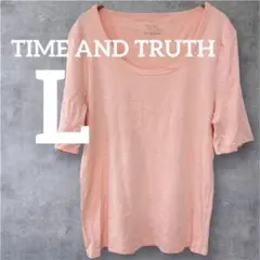 美品✨TIME AND TRUTH 【L】半袖Tシャツ ピンク　カジュアル