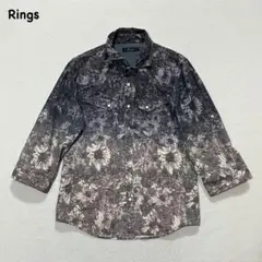 t1796 【リングス】　総柄　長袖シャツ　花柄　カラーシャツ　カジュアル