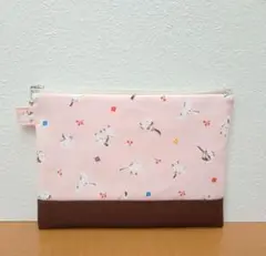 シマエナガ　花柄　ポーチ　ハンドメイド　パステルピンク　シマエナガグッズ