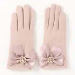 Maison de FLEUR ビジューリボングローブ ピンク