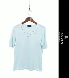 G222/美品 LANVIN 半袖ニット ビジュー スパンコール 40