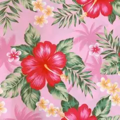 [no.4531]アロハプリント ピンク シーチング 生地＊