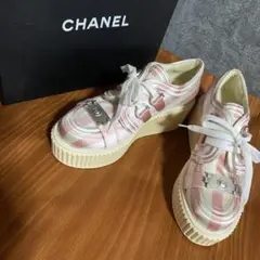 美品 CHANEL シャネル ココマーク キャンバス スニーカー 靴