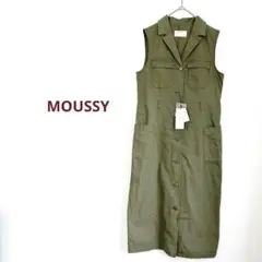 MOUSSY　マウジー　ノースリーブシャツワンピース オリーブ　コットン100%
