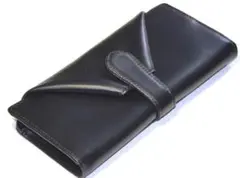 ■新品　送料込み■牛革　ボックス型　大容量小銭入れ　ギャルソンウォレット　黒