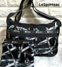 極美品 LeSportsac レスポートサック ショルダー バック ブラック