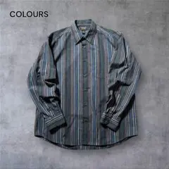 【1679】COLOURSアレキサンダージュリアンストライプ柄シャツ好配色Y2K