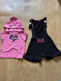RONI フード付きTシャツとサロペットセット