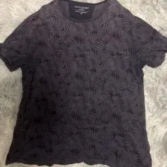 BANANA REPUBLIC XL Tシャツ ダークパープル 葉柄