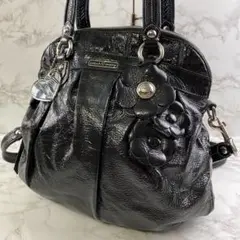 COACH コーチ ポピー コサージュ 本革 レザー 2way ショルダーバッグ
