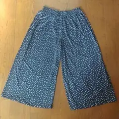 さらさら美脚 ワイドパンツ ウエストゴム ドット柄