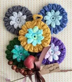 Handmade　アクリルたわし　ぷっくりサークル