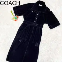 COACH デニムワンピース フロントボタン 黒 サイズ2 膝丈