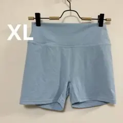 【XL】ライトブルー ショートレギンス スポーツ ヨガ