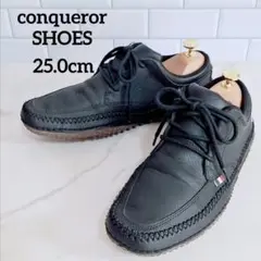 コンカラー メンズ スニーカー 25cm ドライビングシューズ レザー 黒