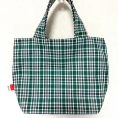 〚今日の気分バッグ〛くたくたトートバッグ　グリーン系　タータンチェック