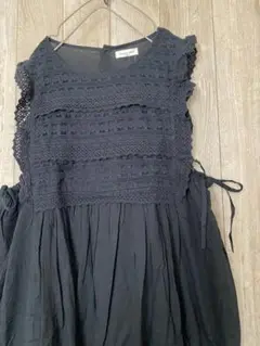 新品★サマンサモスモス★ノースリフリルレースワンピ★ブラック