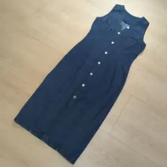 デニム ノースリーブ ロングワンピース M