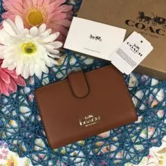 COACH 二つ折財布 ブラウン シンプル