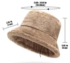 未使用 ファー素材 ベージュ バケットハット 58cm