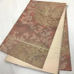 〔6242〕着物 袋帯 六通 こはく錦 蝶 唐花 416㎝