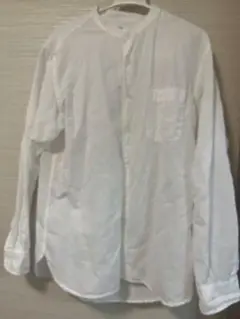 UNIQLO コットンリネンスタンドカラーシャツ バンドカラー L メンズ