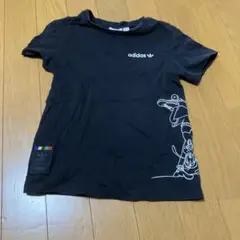 adidas ブラック Tシャツ キャラクターイラスト付き