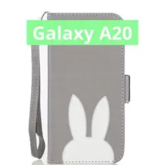 ✨️Galaxy A20✨️ 手帳型 カード収納 横置きスタンド うさぎ グレー
