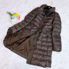 バーバリーブラックレーベル ロングダウンコート クルミ釦 ノバチェック 40
