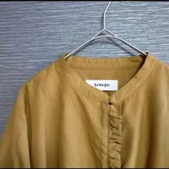 【お値下げ】tumugu ギャザーフリルプルオーバー ブラウス キャメル 美品