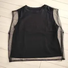 【即購入OK！】レディースノースリーブ メッシュトップス 黒
